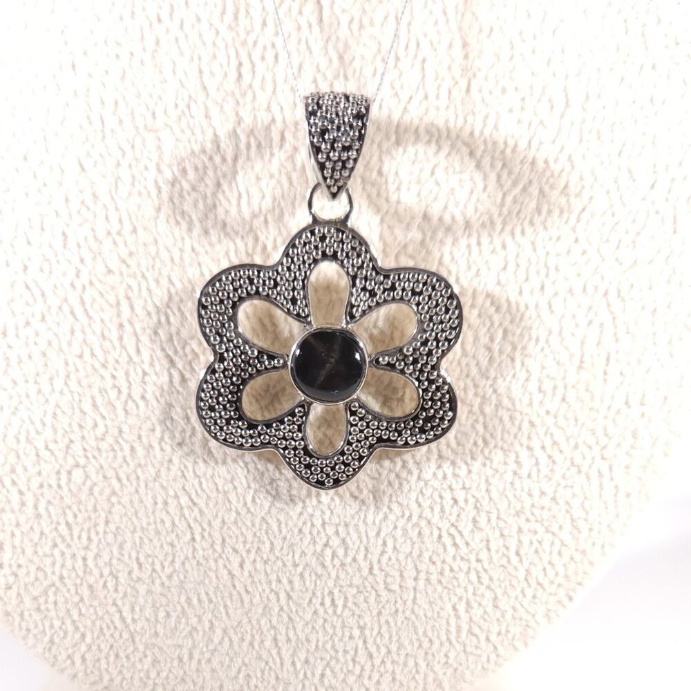 Black Star Diopside Pendant in Sterling Silver